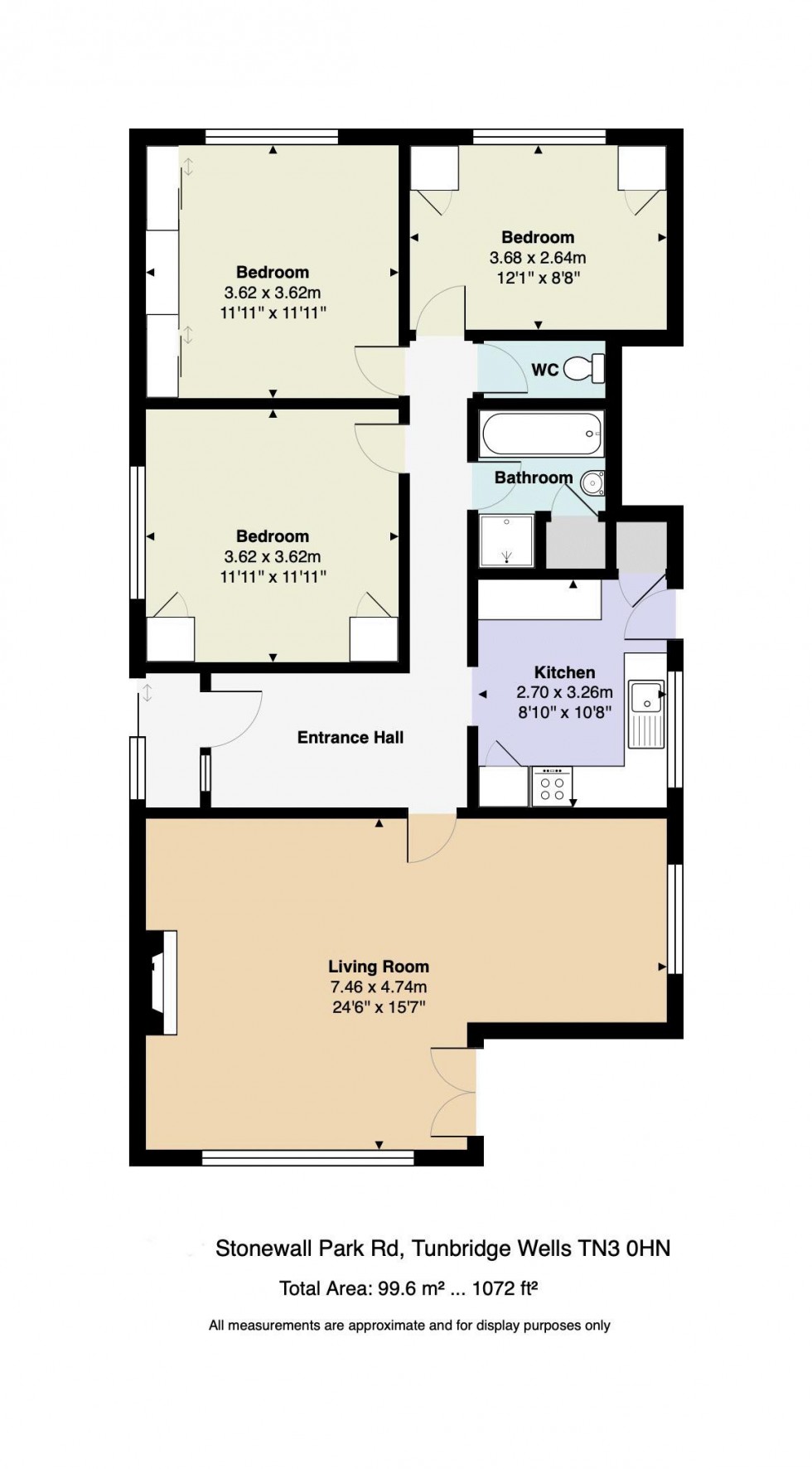 Floorplan for Detached Bungalow with Driveway Parking, and Garden, Stonewall Park Road, Tunbridge Wells