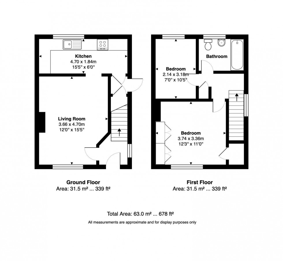 Floorplan for 2 Bedroom End of Terrace House with Parking, Garden & Development Potential, Skeynes Road, Edenbridge