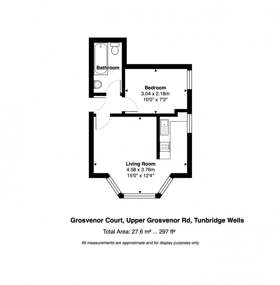 Floorplan for One Bedroom Entrance Level Flat, Upper Grosvenor Road, Tunbridge Wells