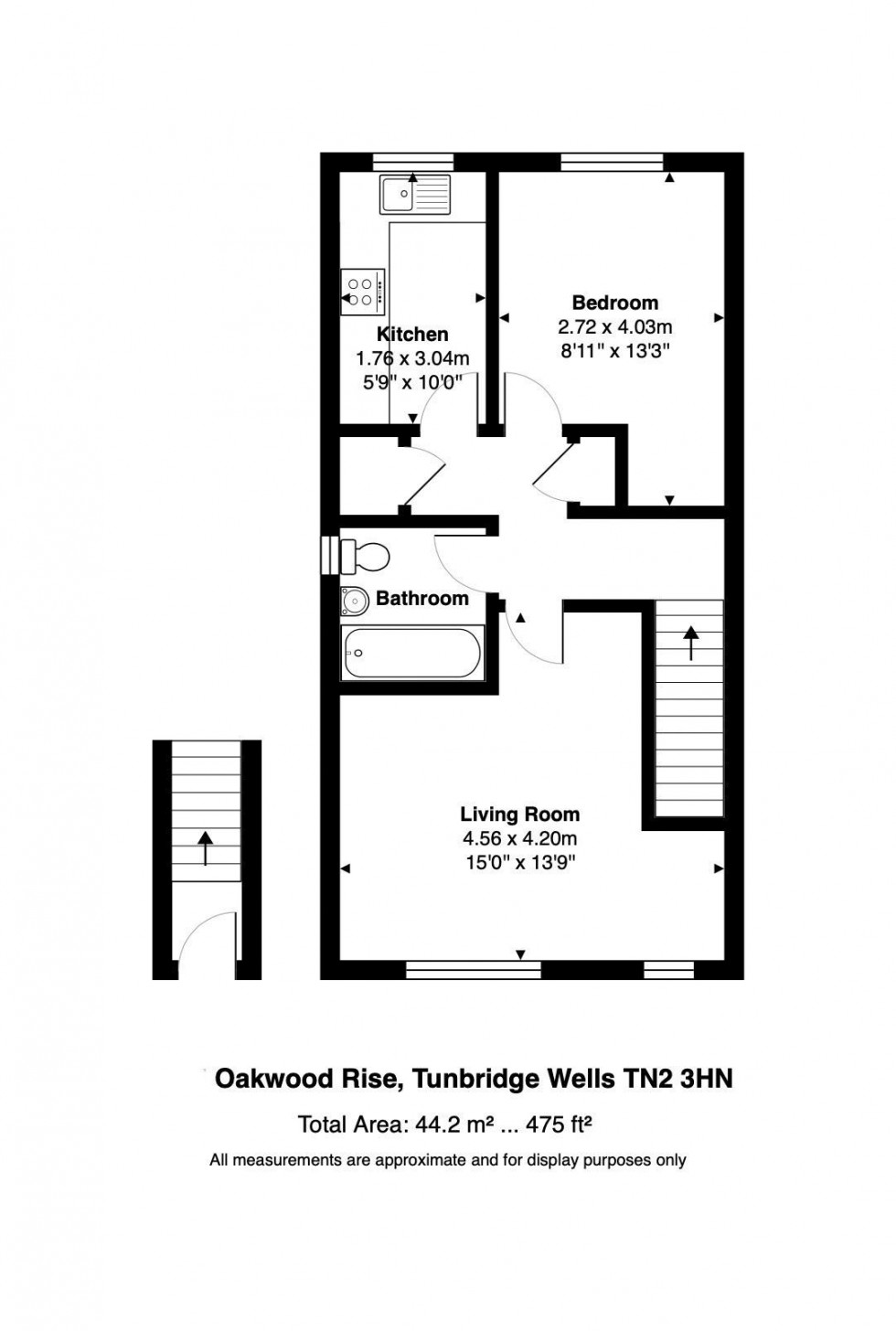 Floorplan for First Floor One Bedroom Flat with Parking, Oakwood Rise, Tunbridge Wells