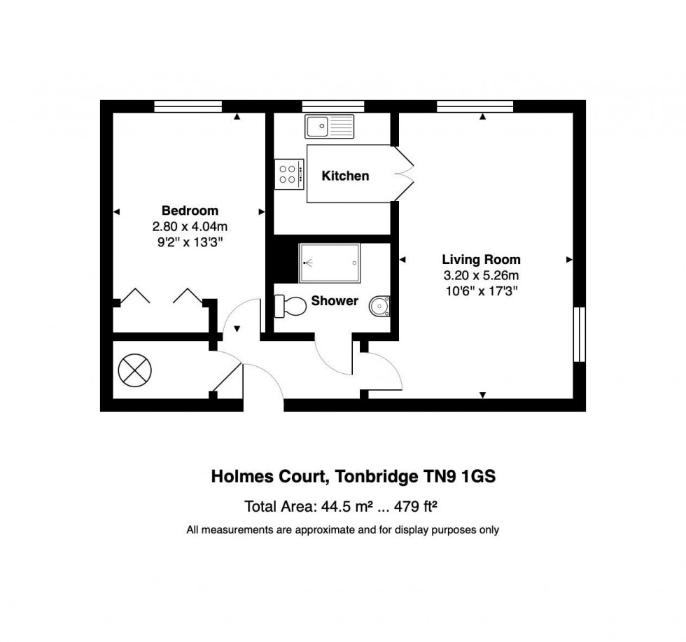 Floorplan for 1 Bedroom Retirement Flat, Medway Wharf Road, Tonbridge