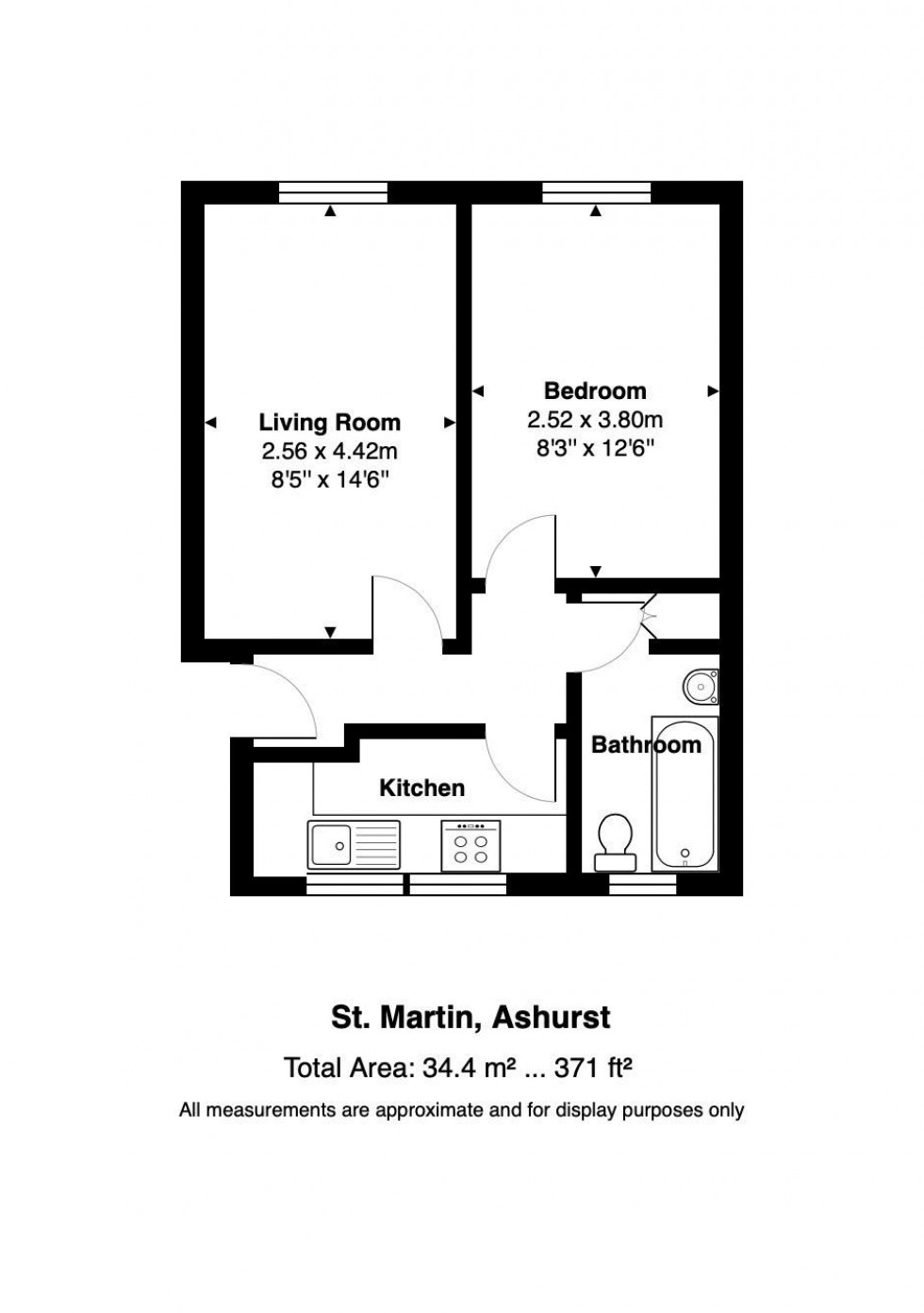 Floorplan for 1 Bedroom First Floor Flat with Parking & Communal Garden, St Martins, Tunbridge Wells
