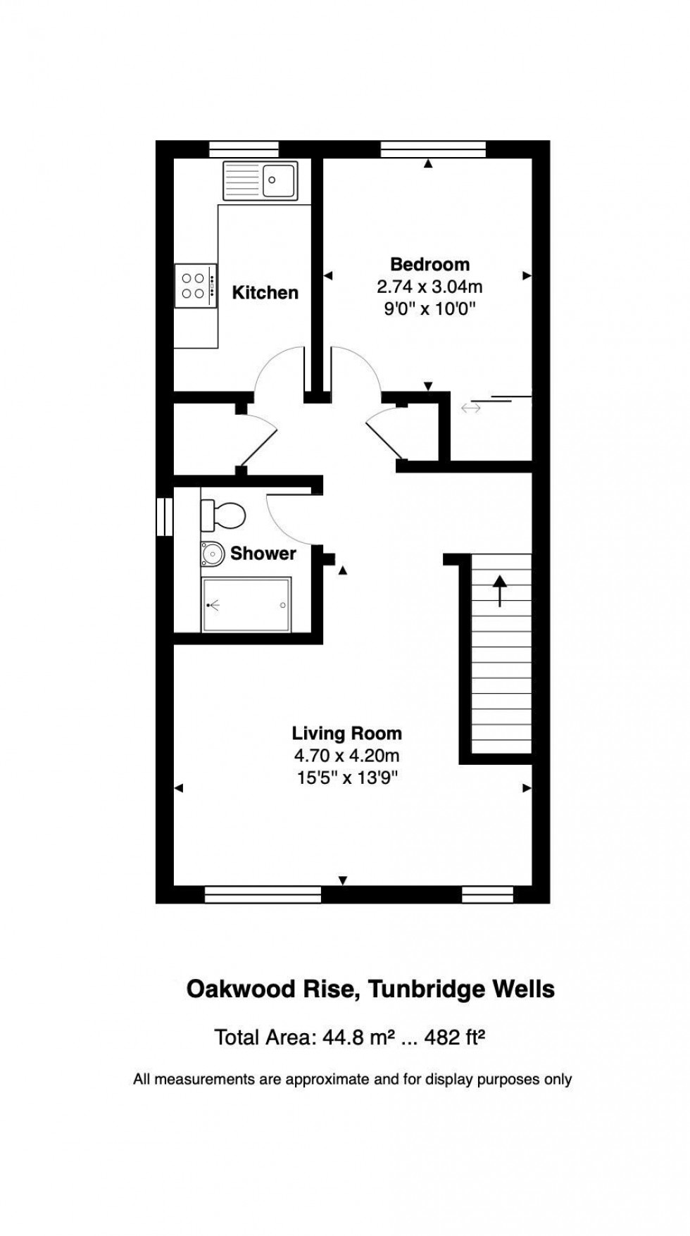 Floorplan for First Floor One Bedroom Flat with Parking, Oakwood Rise, Tunbridge Wells