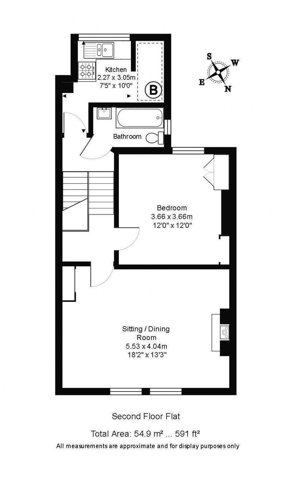 Floorplan for Modern One Bedroom Flat, Grove Hill Road, Tunbridge Wells