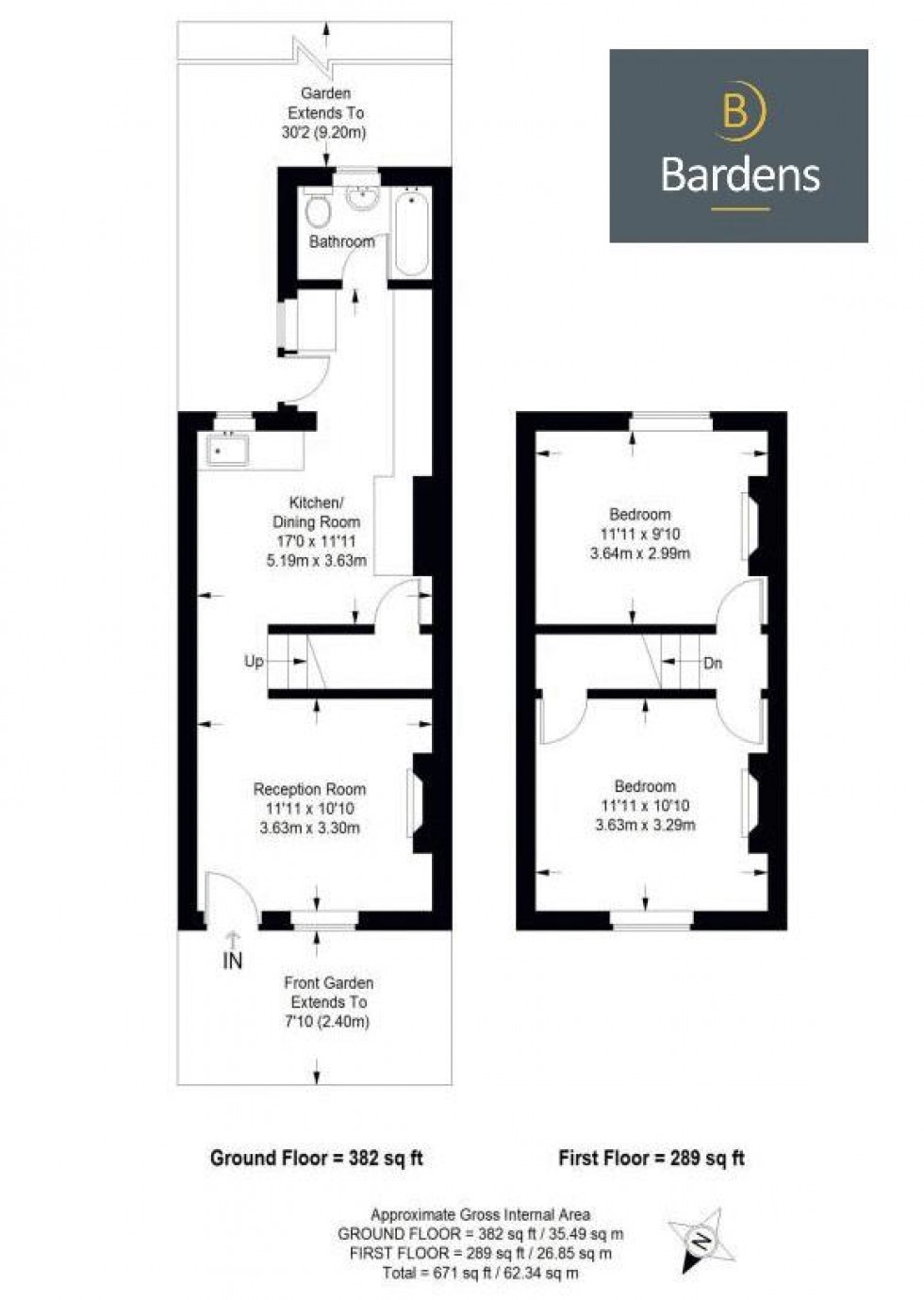 Floorplan for 2 Bedroom Terraced Cottage with Garden, Meadow Road, Tunbridge Wells