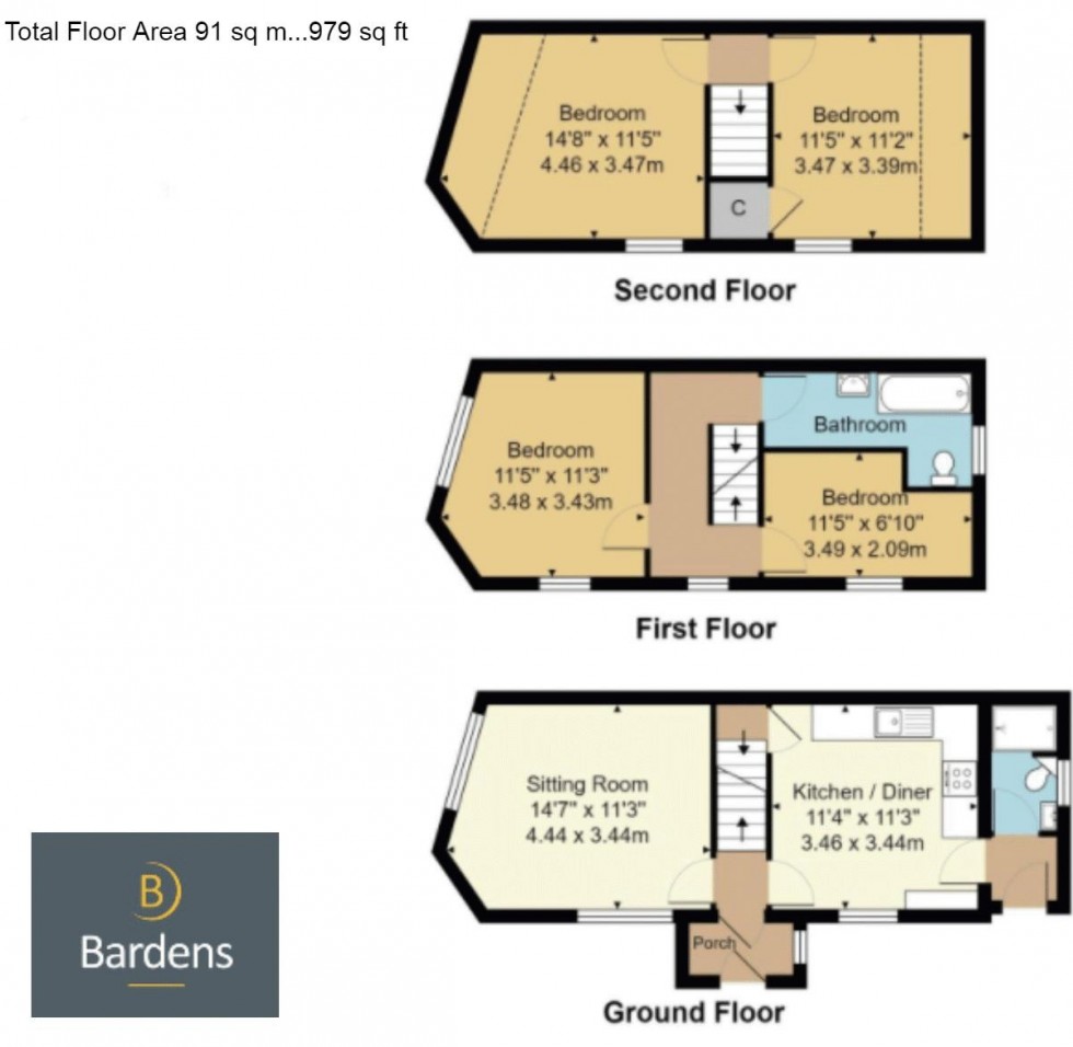 Floorplan for 4 Bedroom End of Terrace House, Chandos Road, Tunbridge Wells