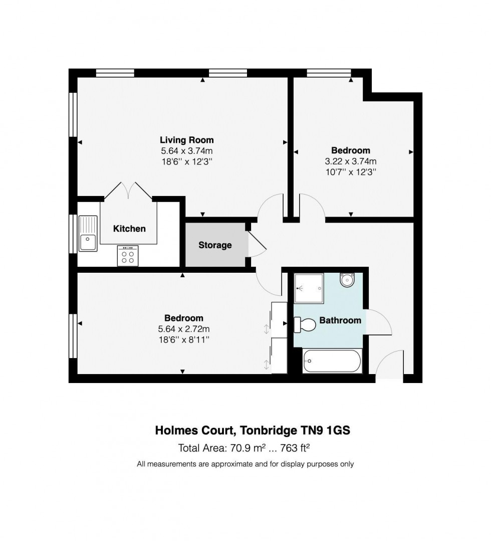 Floorplan for 2 Bedroom Retirement Flat, Medway Wharf Road, Tonbridge