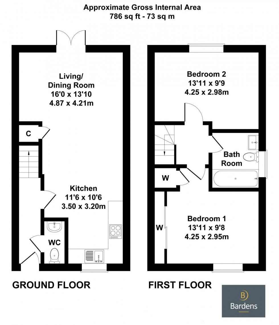 Floorplan for 2 Bedroom End of Terrace House with Garden and Parking, Rosehip Lane, Tunbridge Wells