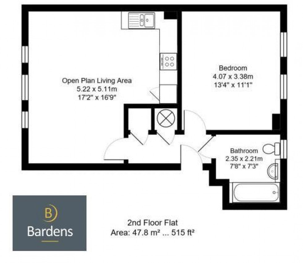 Floorplan for 1 Bedroom Apartment with Allocated Parking Close, Addison Road, Tunbridge Wells