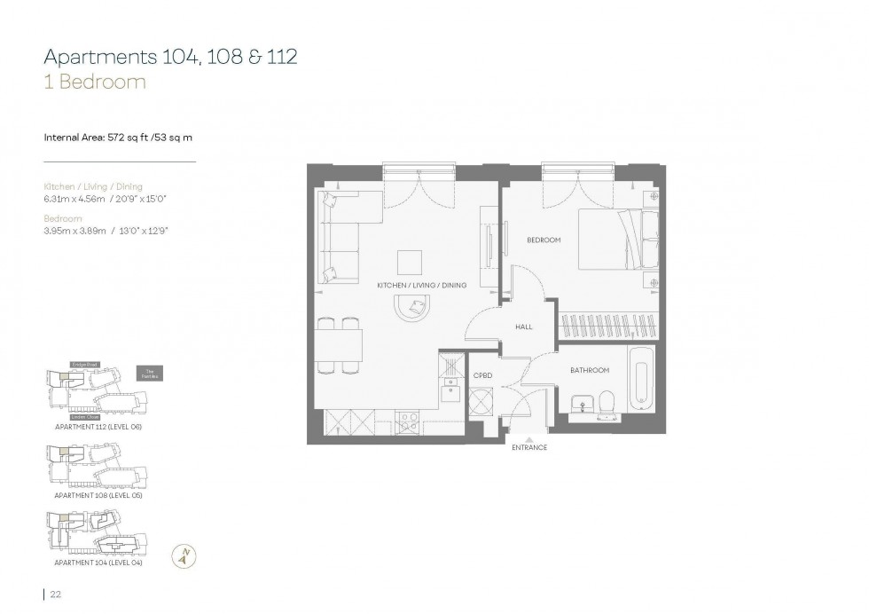 Floorplan for 1 Bedroom Apartment with Parking, The Potteries, Linden Park Road, Tunbridge Wells, TN2