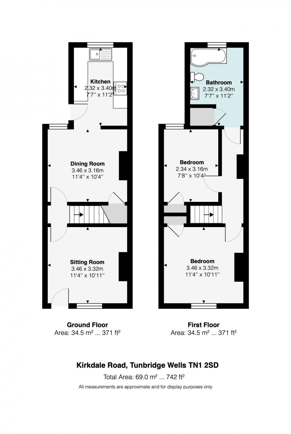 Floorplan for 2 Bedroom End of Terrace House with Garden, Kirkdale Road, Tunbridge Wells