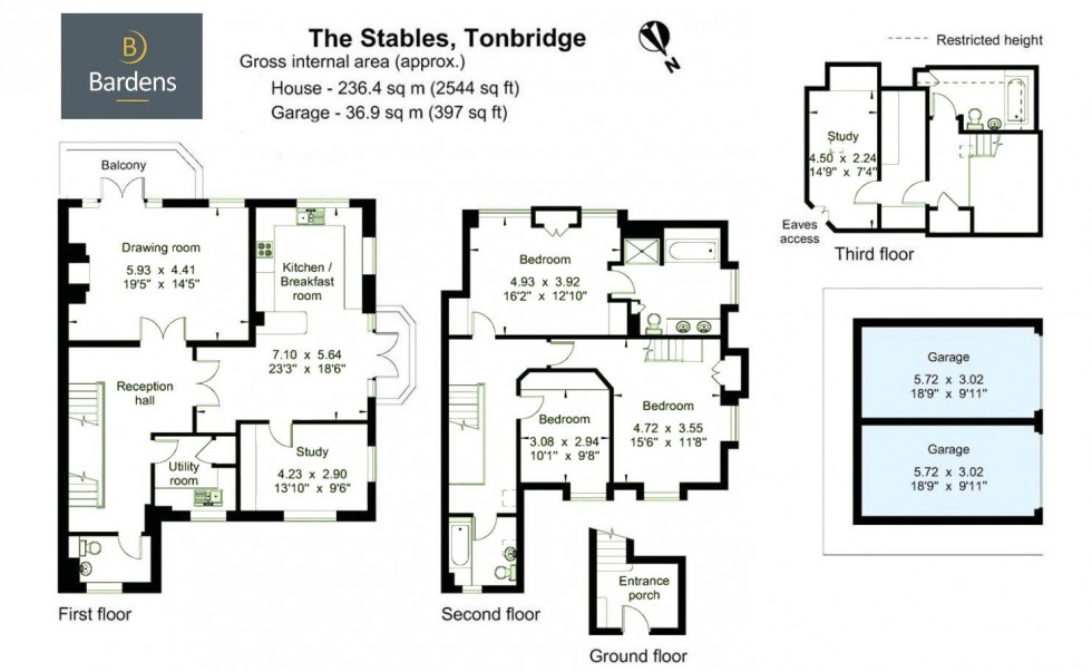Floorplan for 4 Bedroom 3 Bathroom Property with Double Garage, Springwood Park, Tonbridge