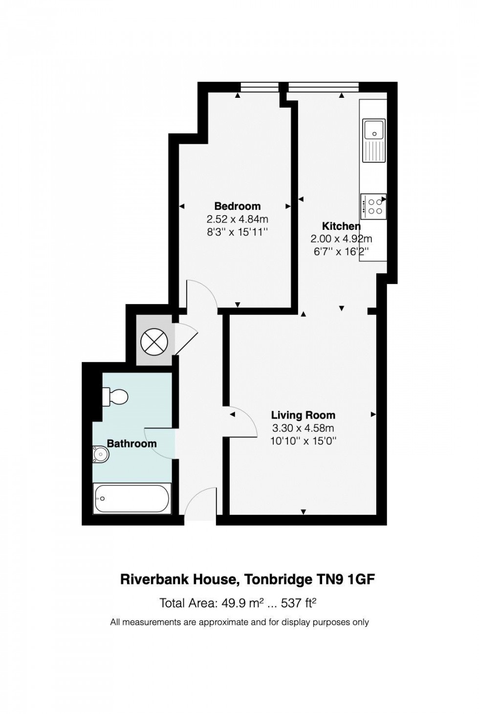 Floorplan for Modern 1 Bedroom Flat with Parking, Angel Lane, Tonbridge, TN9
