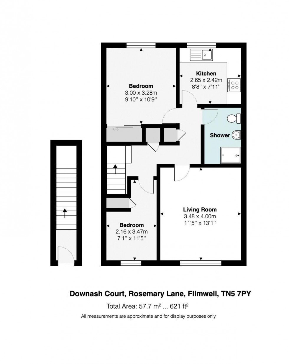 Floorplan for 2 Bedroom Retirement Flat with Parking & Communal Garden, Rosemary Lane, Flimwell