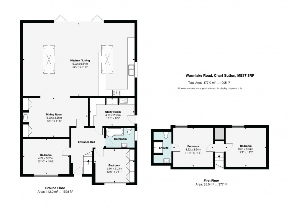 Floorplan for 4 Bedroom Detached Bungalow with Garden, Warmlake Road, Chart Sutton
