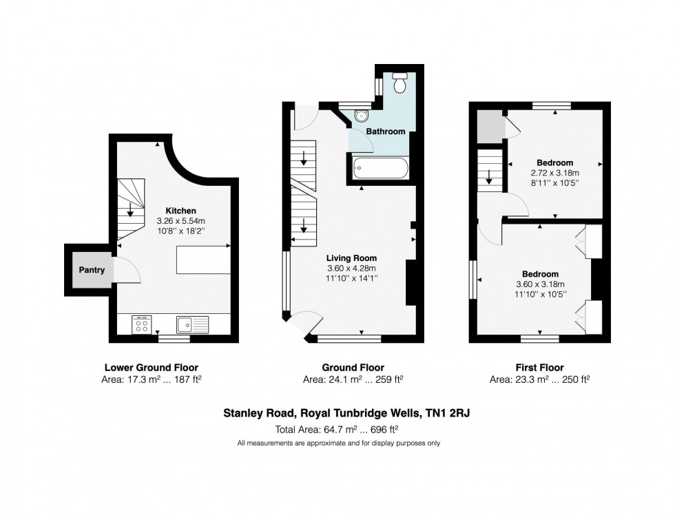 Floorplan for 2 Bedroom End of Terrace House with Courtyard Garden, Stanley Road, Tunbridge Wells