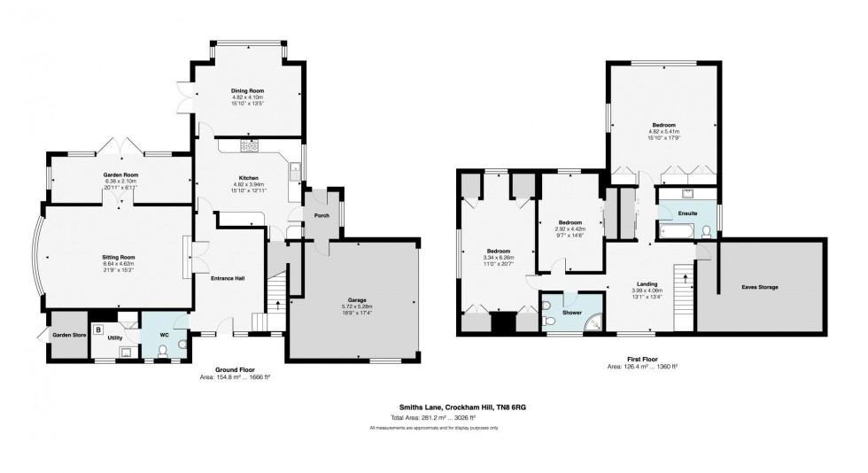Floorplan for 3 Bedroom Detached House with Garden, Paddock & Double Garage, Smiths Lane, Edenbridge