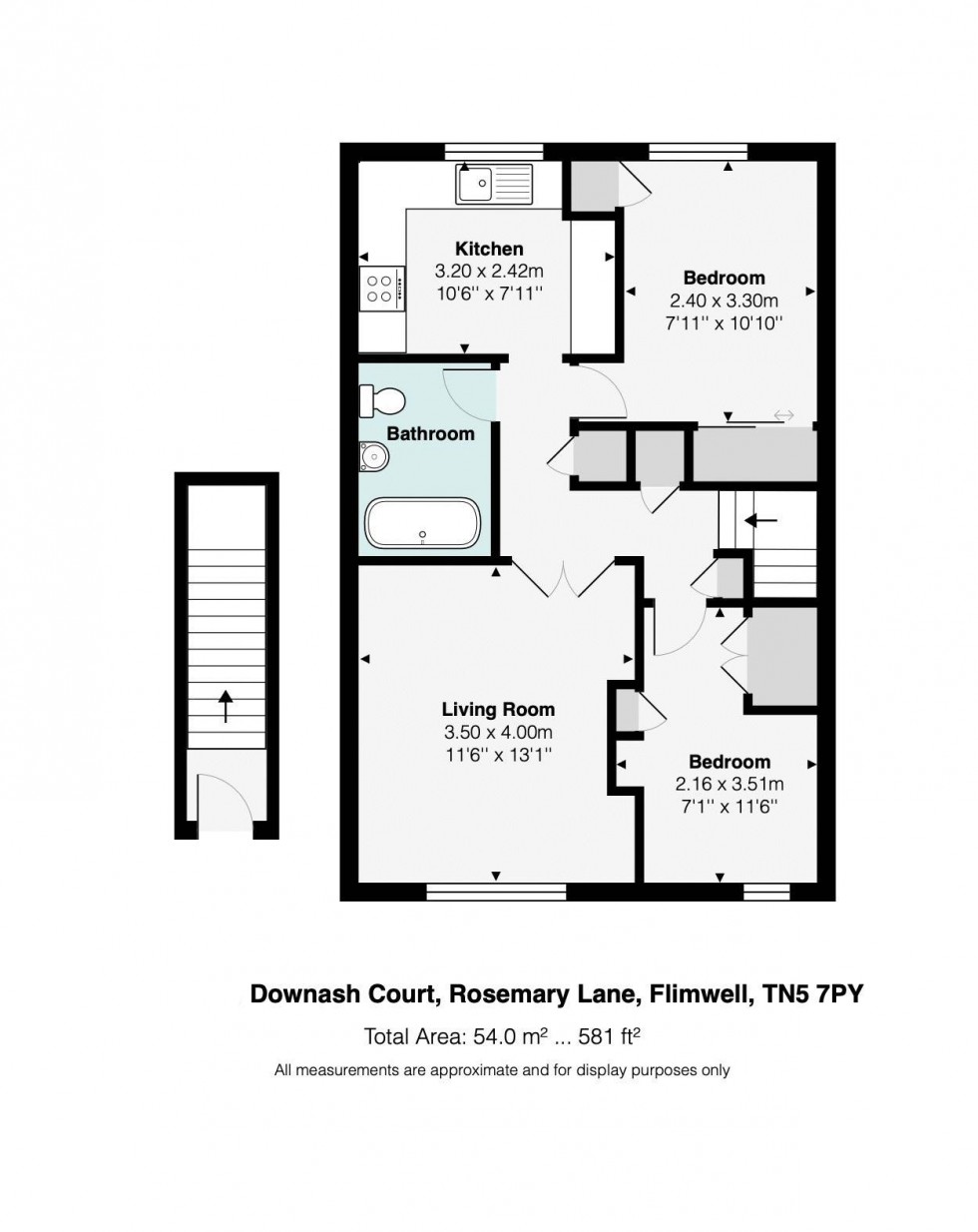 Floorplan for 2 Bedroom Retirement Flat, Rosemary Lane, Flimwell