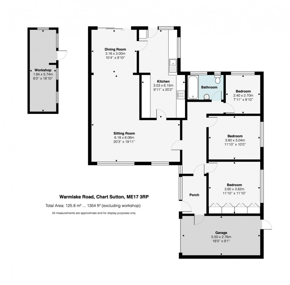 Floorplan for 3 Bedroom Detached Bungalow with Garage & Garden, Warmlake Road, Maidstone