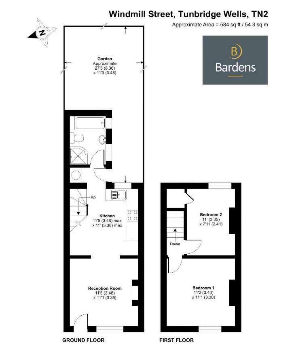 Floorplan for 2 Bedroom Terraced House, Windmill Street, Tunbridge Wells