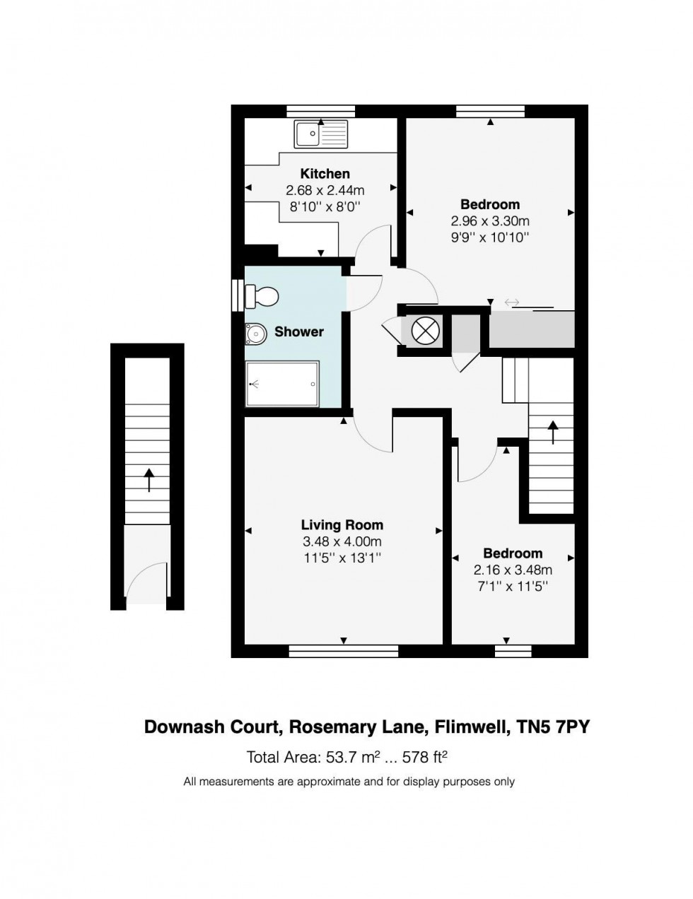 Floorplan for 2 Bedroom Retirement Flat with Parking & Communal Garden, Rosemary Lane, Flimwell