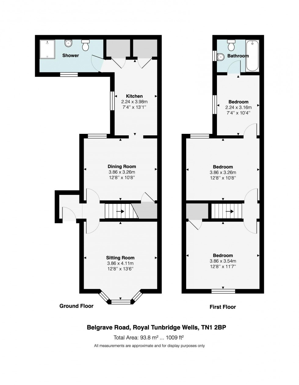 Floorplan for 3 Bedroom Semi-Detached House with Parking, Belgrave Road, Tunbridge Wells