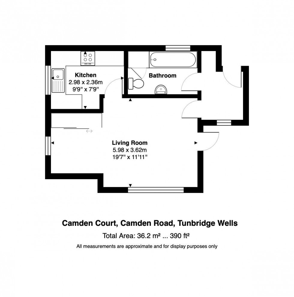 Floorplan for Ground Floor Studio Apartment with Communal Garden & Parking, Camden Road, Tunbridge Wells