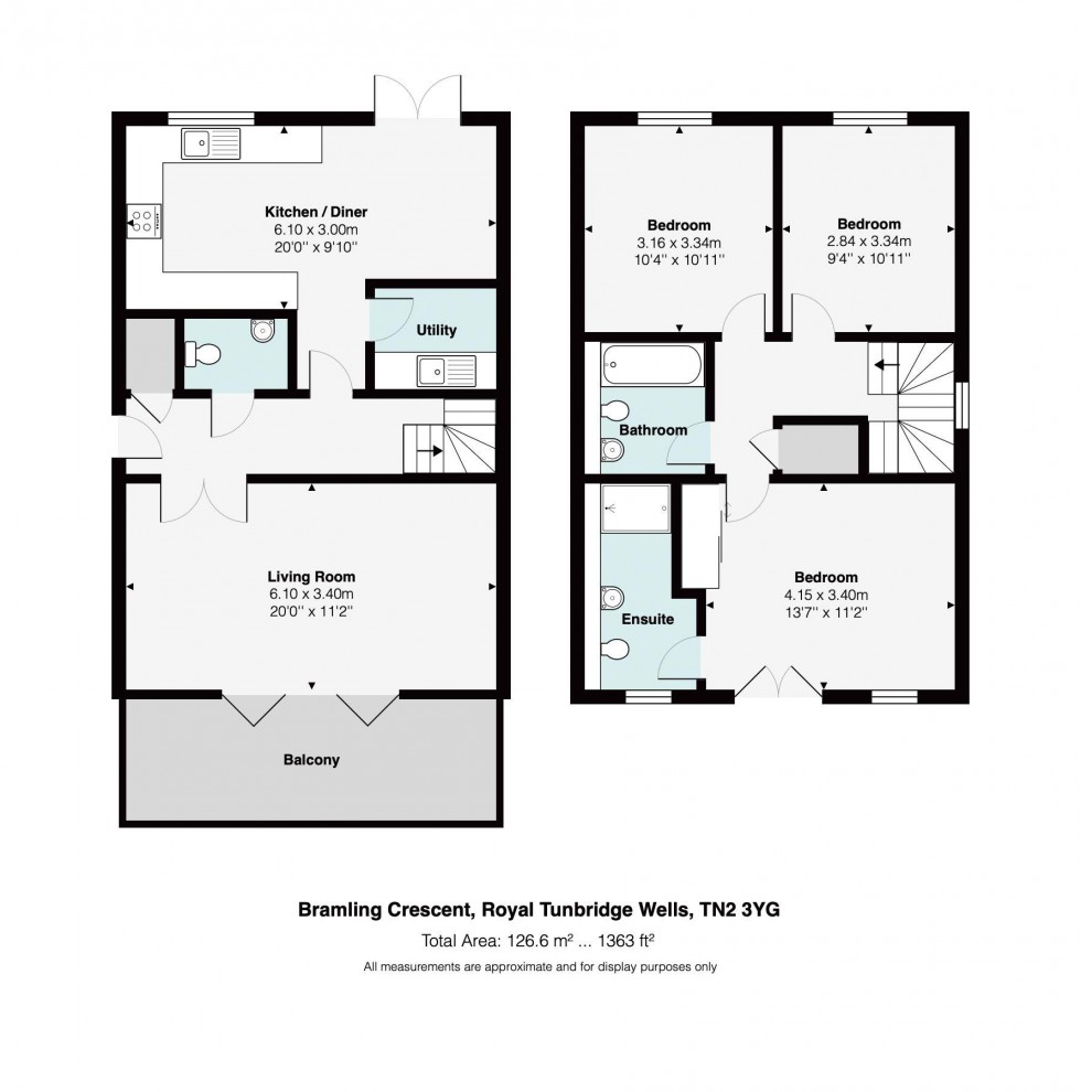 Floorplan for 3 Bedroom 2 Bathroom New Build Detached House, Bramling Crescent, Tunbridge Wells