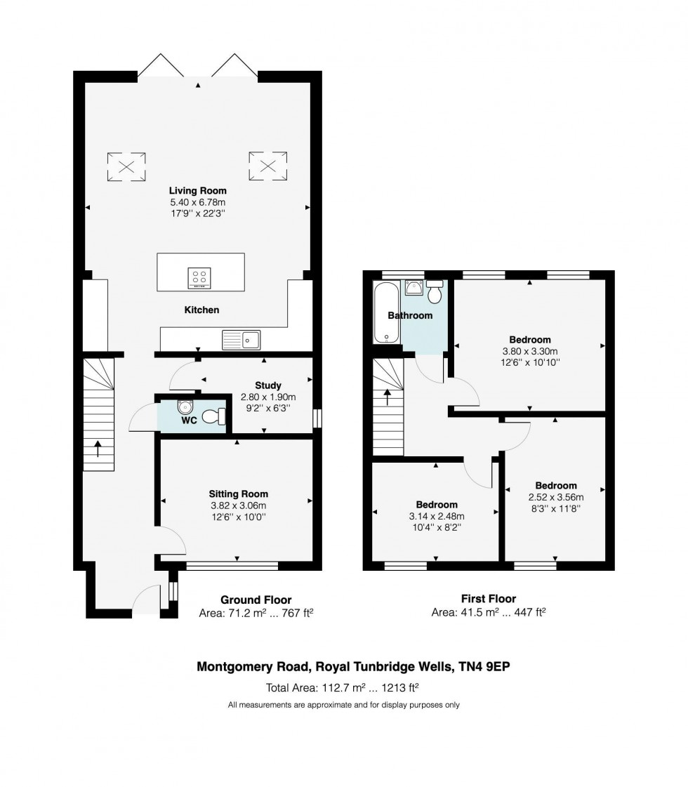 Floorplan for 3 Bedroom Terraced House with Parking, Montgomery Road, Tunbridge Wells