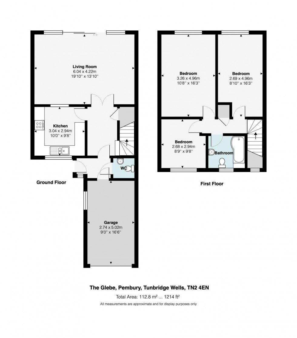 Floorplan for 3 Bedroom Terraced House with Garden, The Glebe, Tunbridge Wells