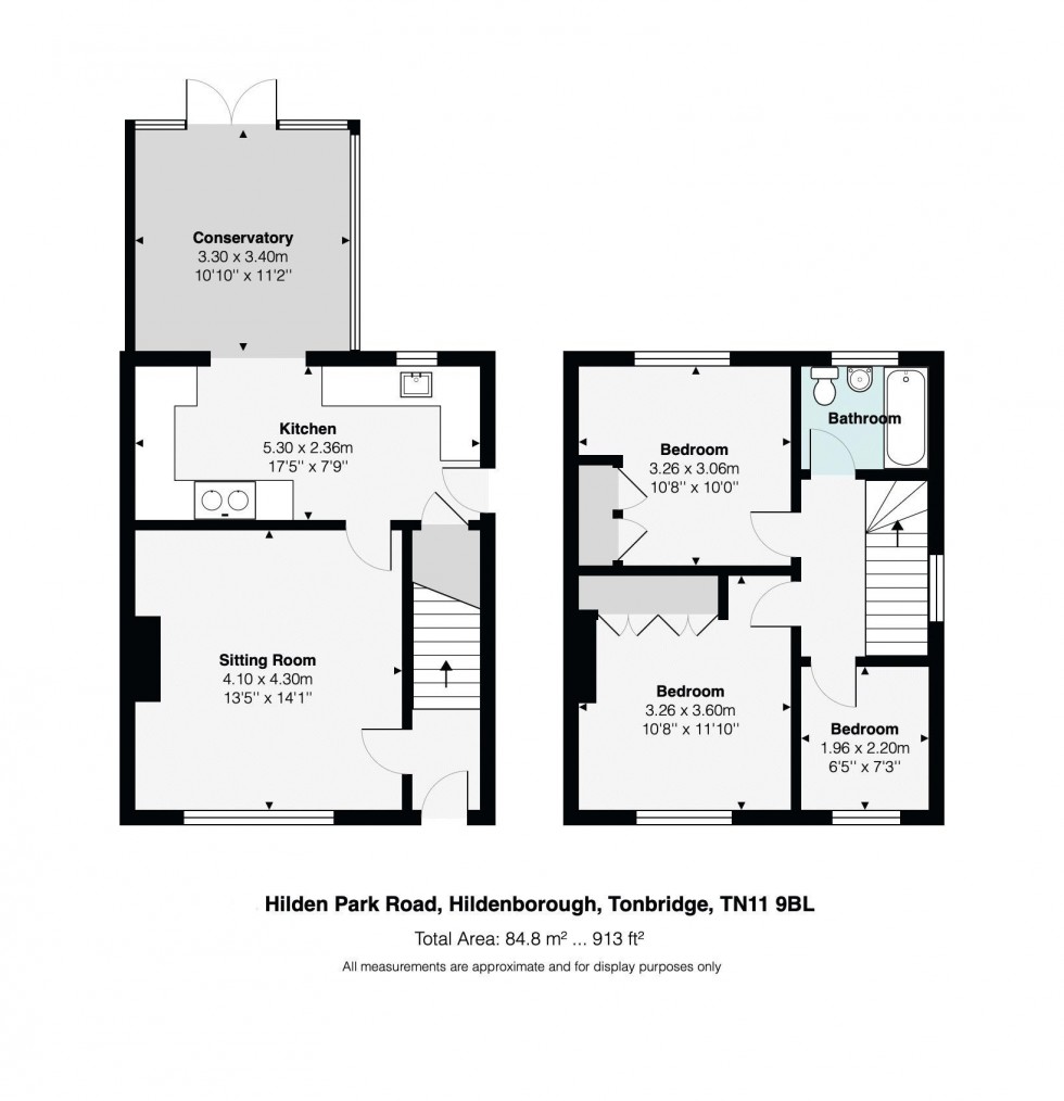 Floorplan for 3 Bedroom Semi-Detached House, Hilden Park Road, Tonbridge