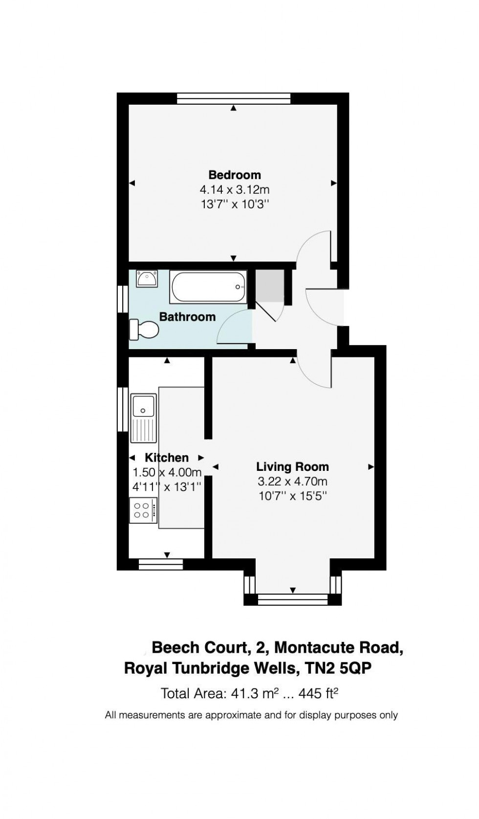 Floorplan for 1 Bedroom Flat with Parking, Montacute Road, Tunbridge Wells