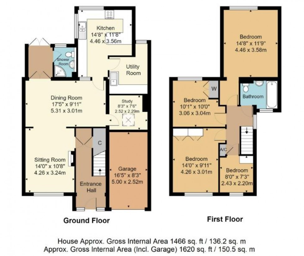 Floorplan for 4 Bedroom Semi-Detached House with Garage and Garden, Green Way, Tunbridge Wells