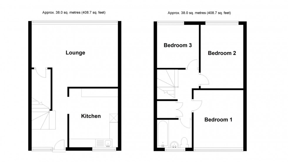 Floorplan for 3 Bedroom Flat with Courtyard Garden, York Parade, Tonbridge