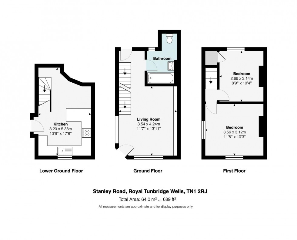 Floorplan for 2 Bedroom End of Terrace House with Courtyard Garden, Stanley Road, Tunbridge Wells