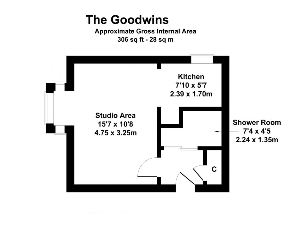Floorplan for Studio Flat with Parking, The Goodwins, Tunbridge Wells