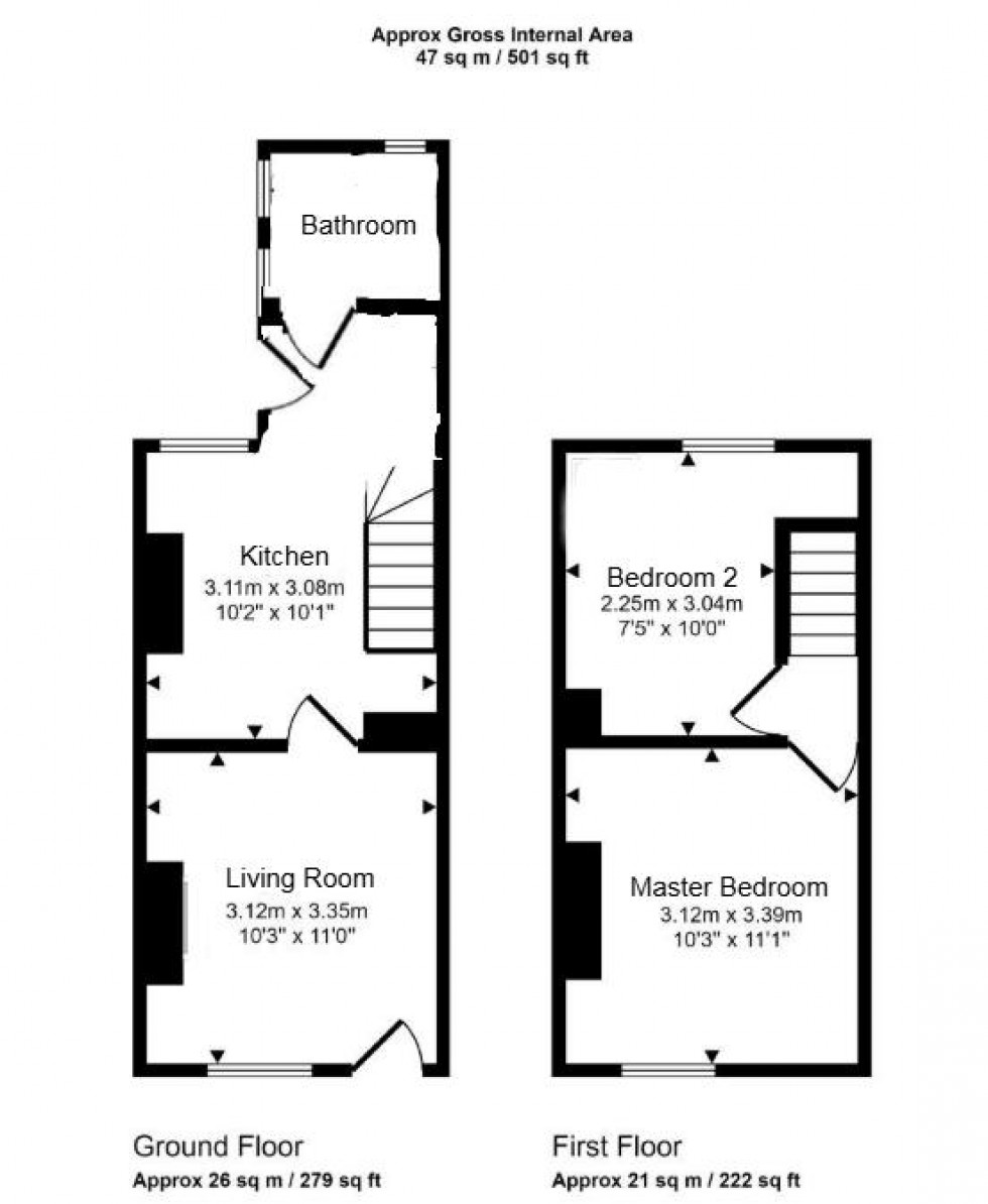 Floorplan for 2 Bedroom End of Terrace House, Forge Road, Tunbridge Wells