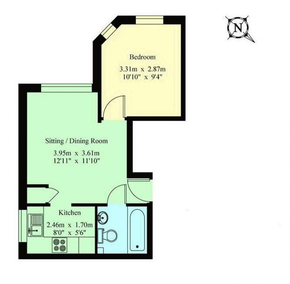 Floorplan for 1 Bedroom First Floor Flat with Parking, London Road, Tonbridge