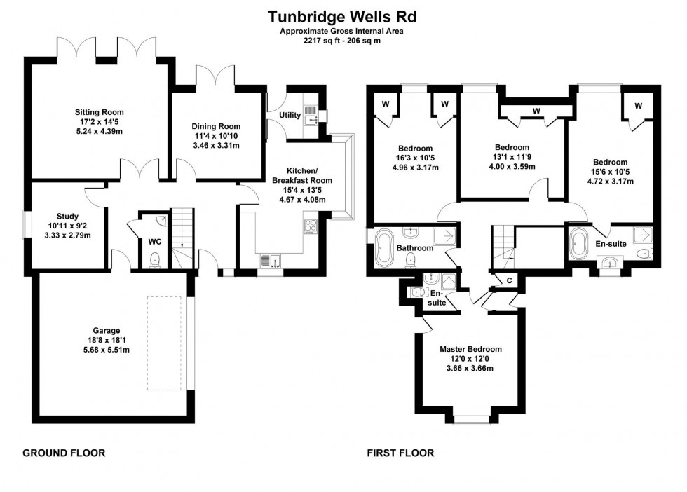 Floorplan for 4 Bedroom 3 Bathroom Detached House, Mark Cross, Crowborough