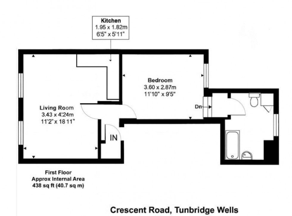 Floorplan for 1 Bedroom First Floor Flat, Crescent Road, Tunbridge Wells