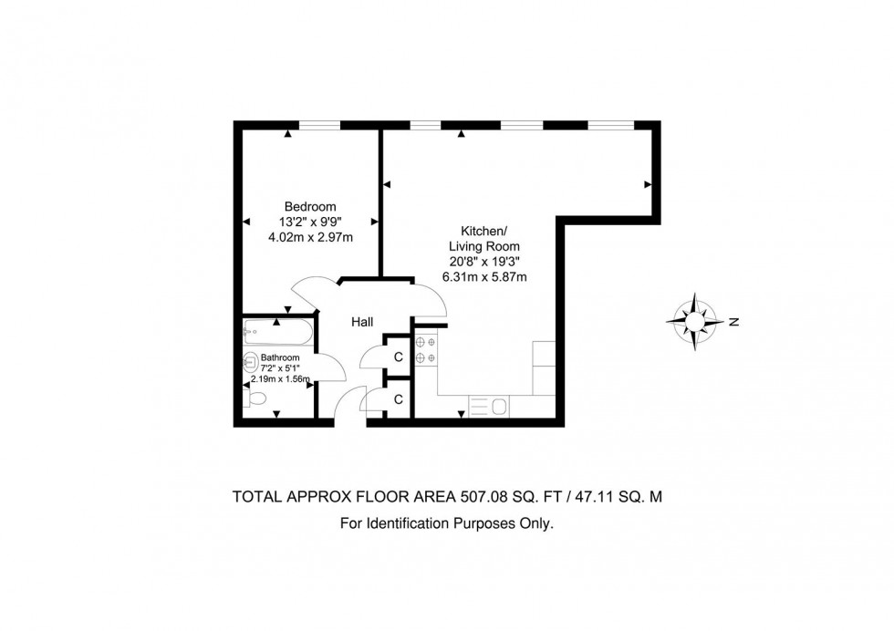 Floorplan for 1 Bedroom Second Floor Apartment, Exchange Mews, Culverden Park Road, Tunbridge Wells