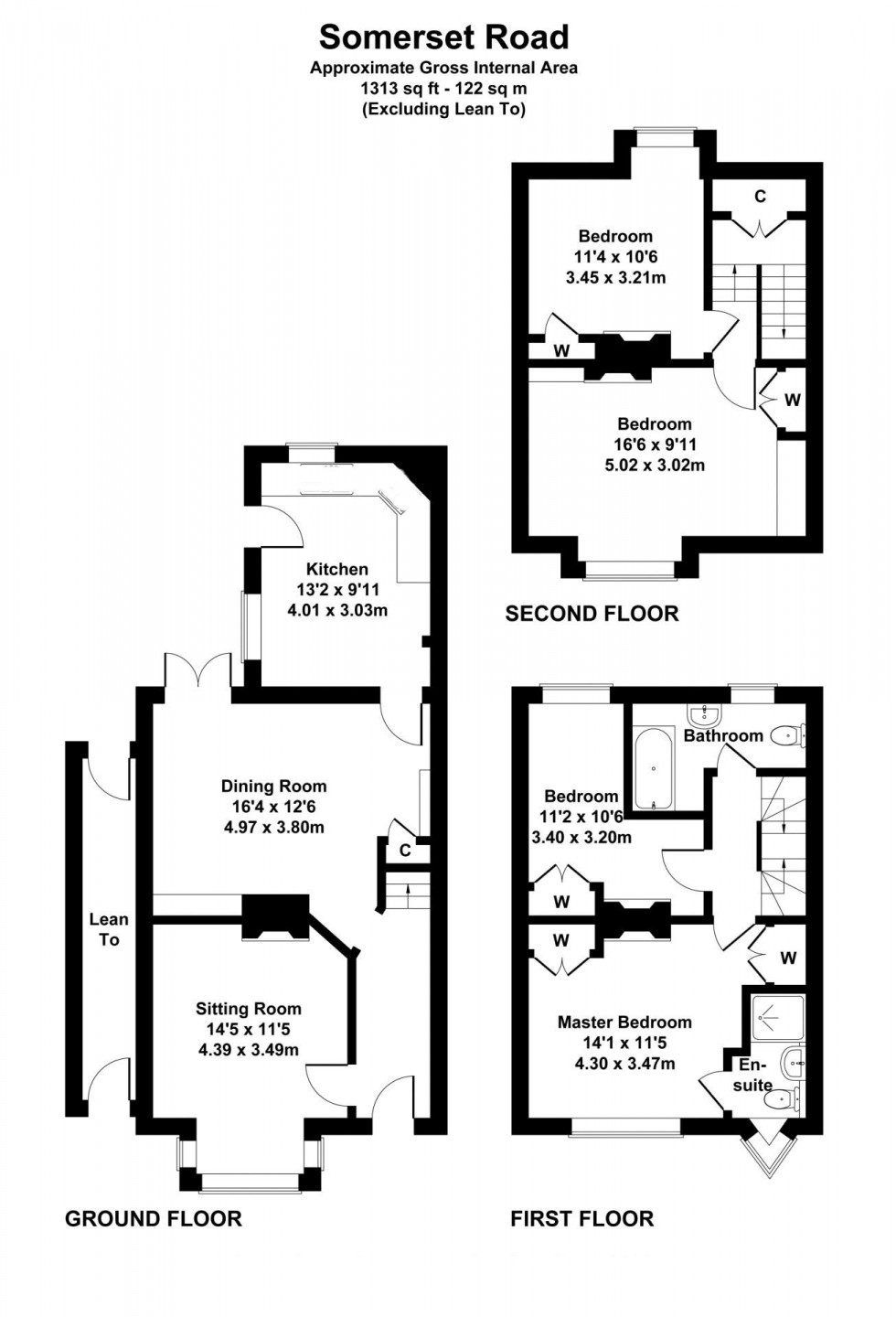 Floorplan for 4 Bedroom Semi-Detached House with Garden, Somerset Road, Tunbridge Wells