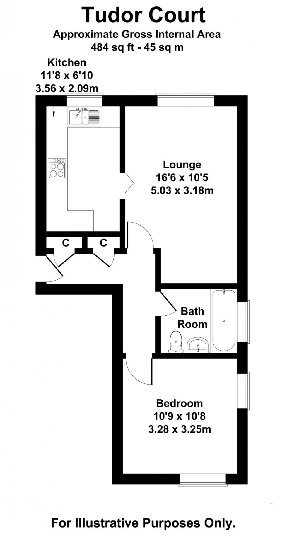 Floorplan for 1 Bedroom Apartment with Parking, Tudor Court, Tunbridge Wells