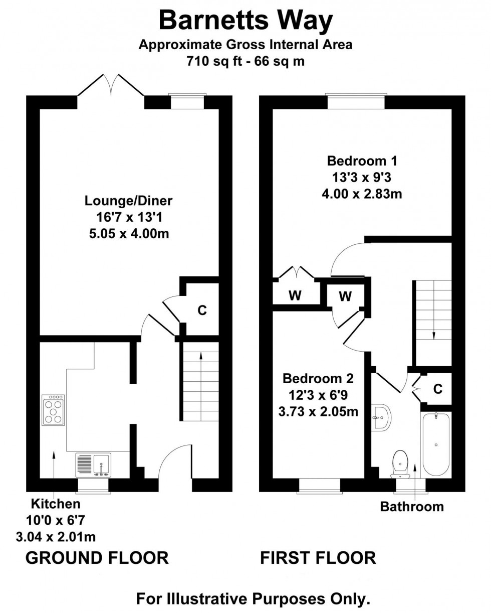Floorplan for 2 Bedroom Terraced House, Barnetts Way, Tunbridge Wells