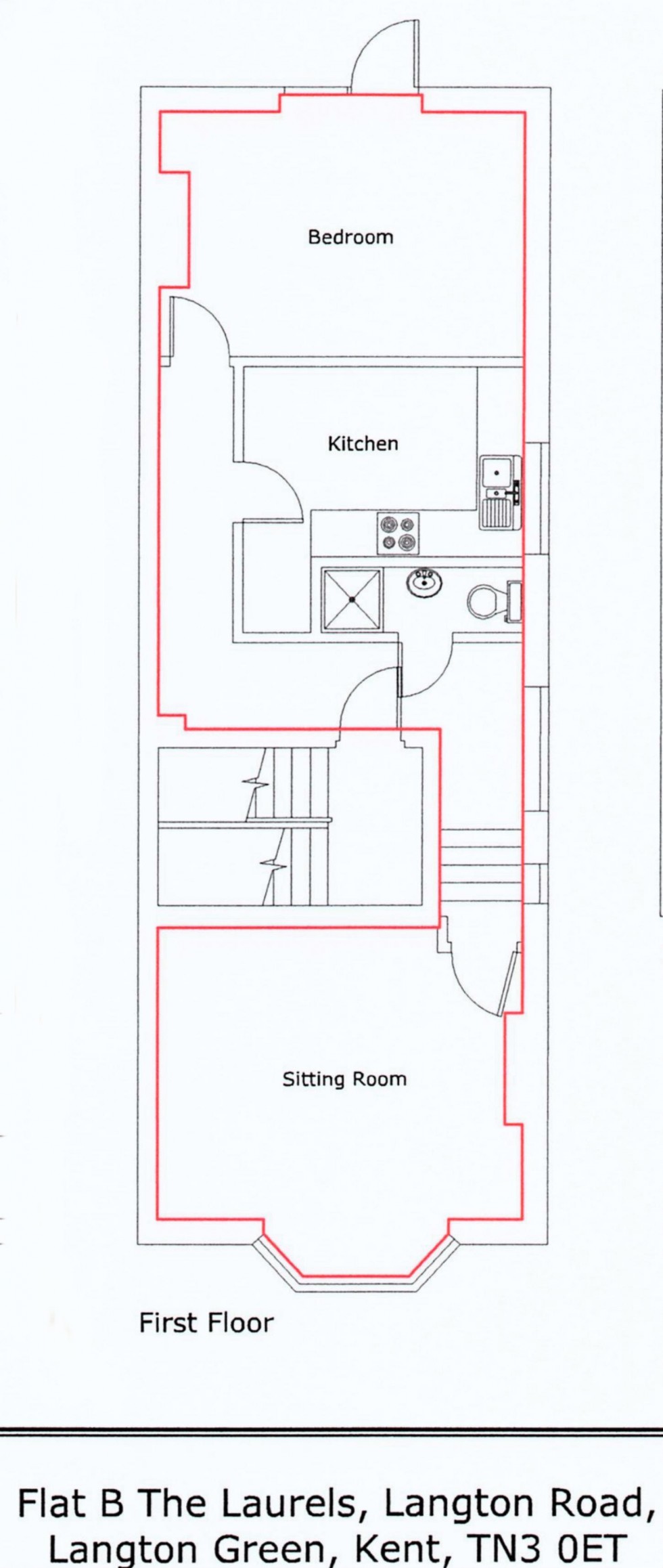 Floorplan for Spacious One Bed Flat With Own Entrance And In Sought After Langton Green, TN3 0ET