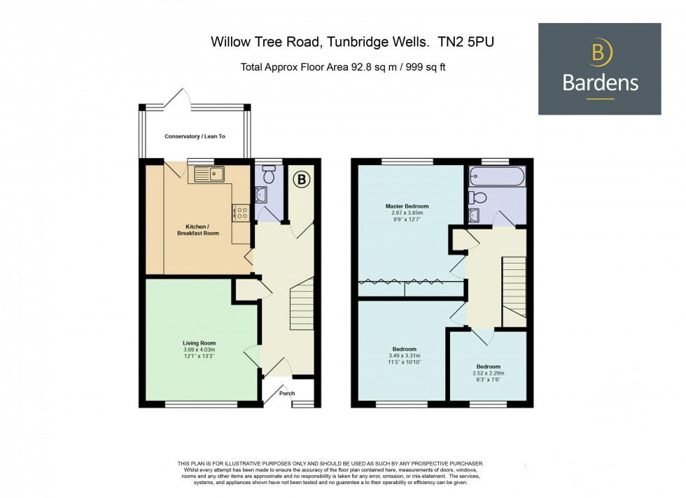 Floorplan for 3 Bedroom End of Terrace House in Quiet Road for Sale, Willow Tree Road, TN2 5PU