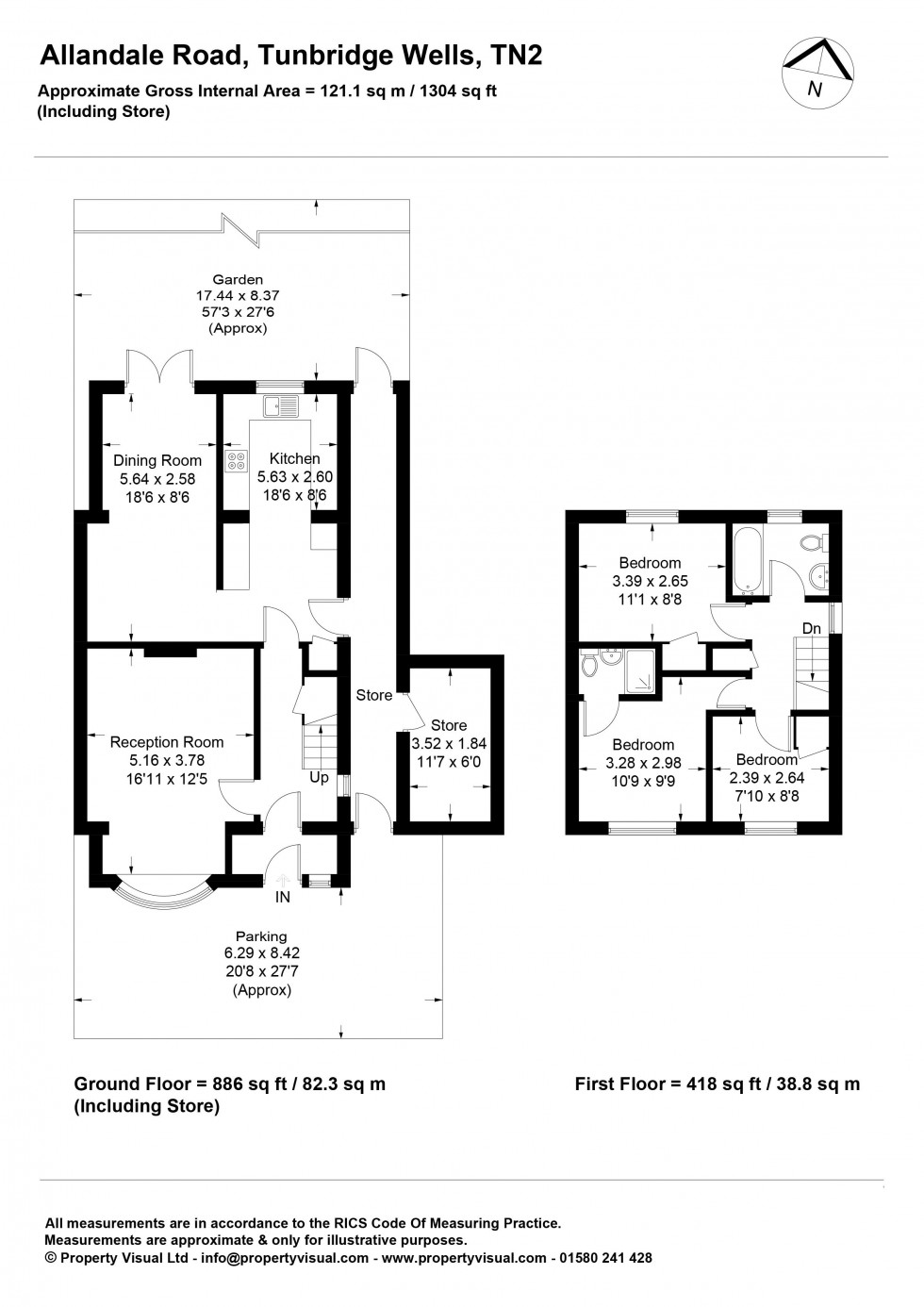 Floorplan for 3 Bed Semi-Detached House with 2 Bathrooms, Garden and Parking - Allandale Road TN2 3TZ - NO TENANT FEES!
