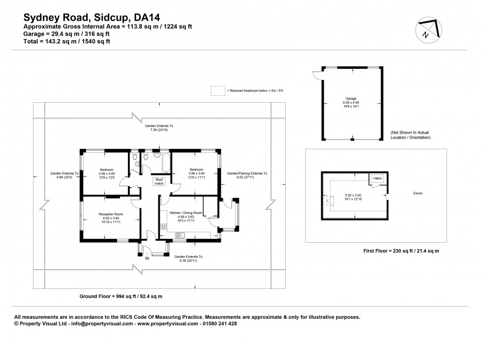 Floorplan for Two-Three Bedroom Detached Bungalow on Corner Plot with Development Potential stpp, Sydney Road, Sidcup