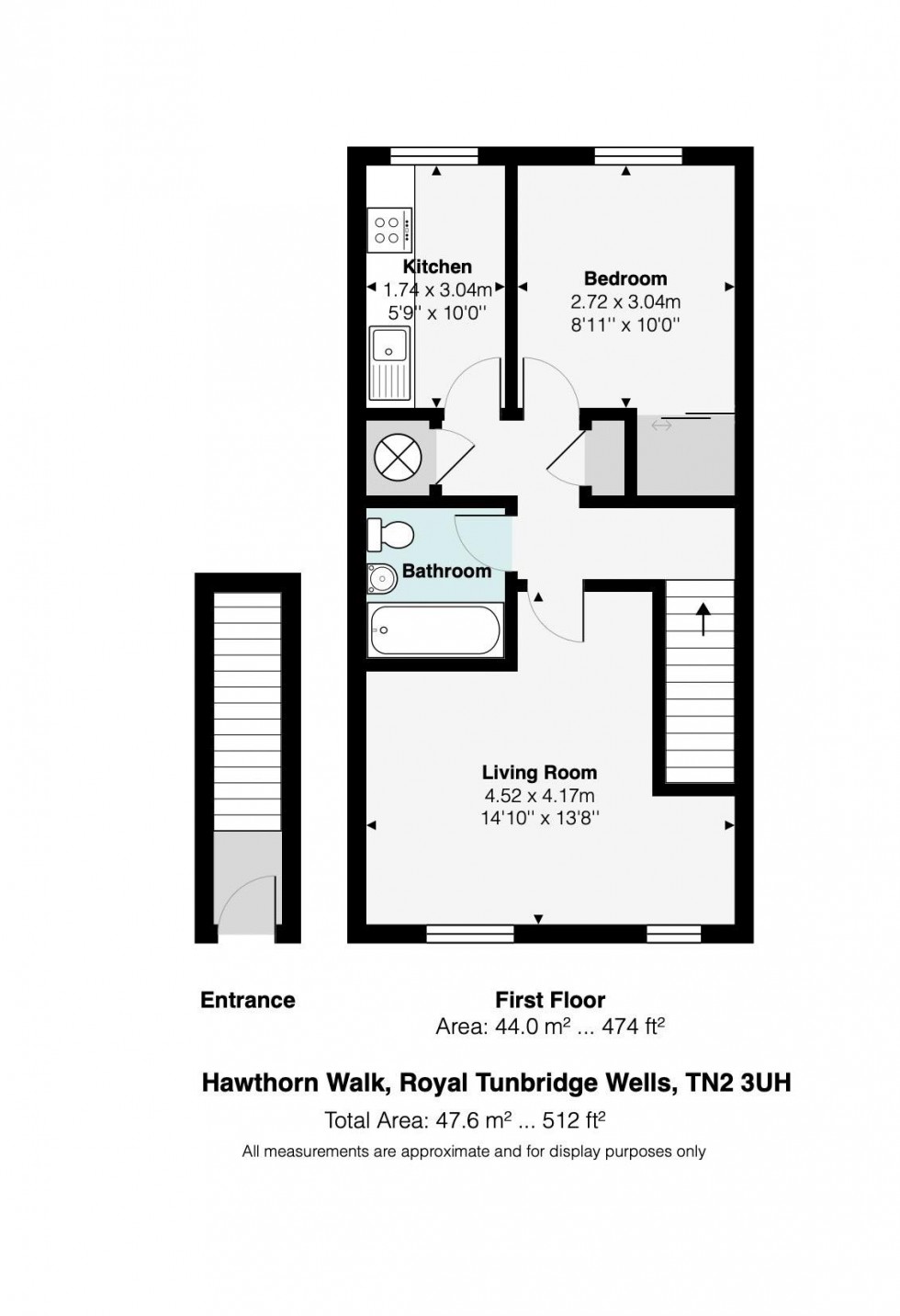Floorplan for 1 Bed Flat with Parking, Hawthorn Walk