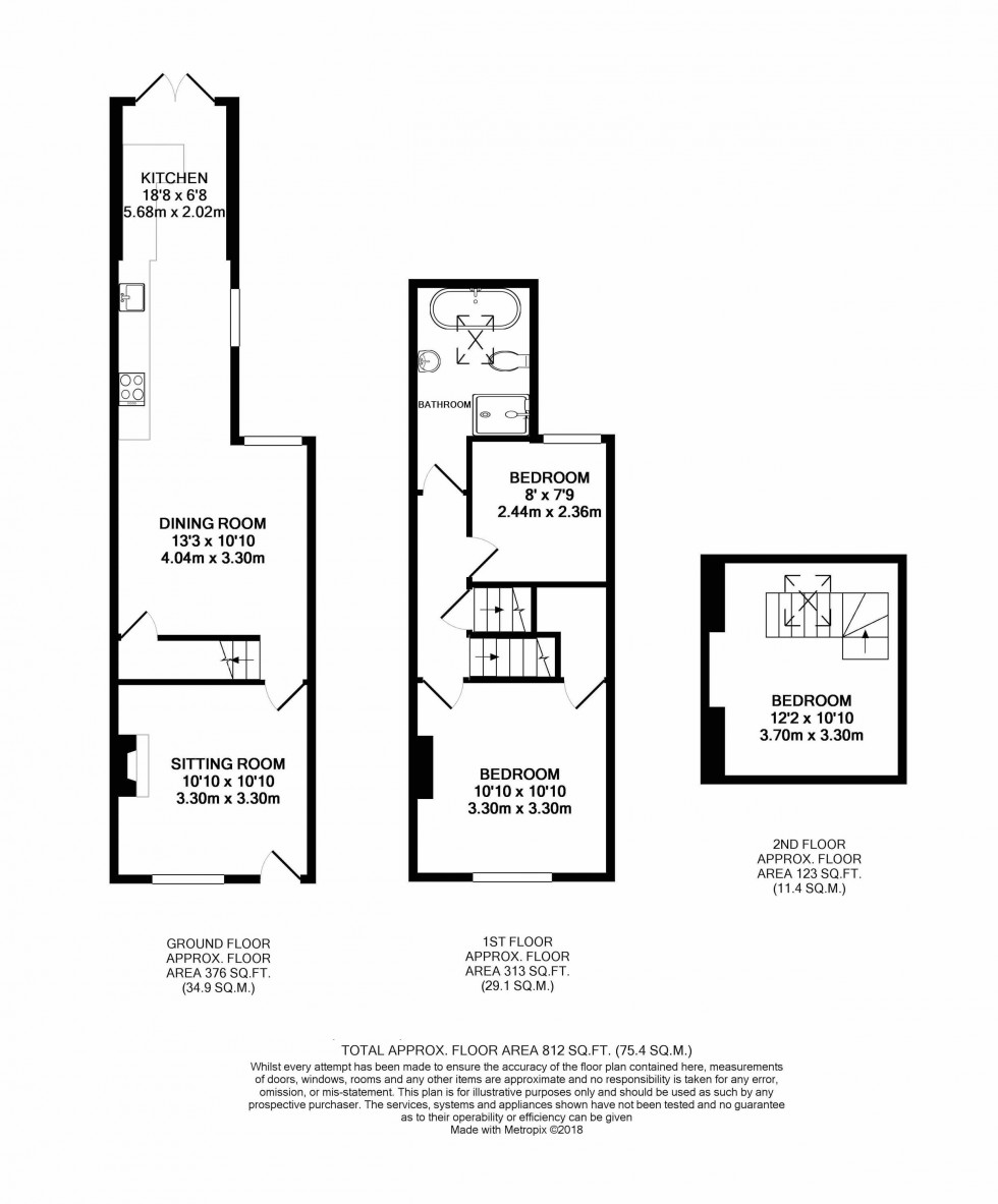 Floorplan for Recently Refurbished 3 Bedroom Victorian Cottage with Amazing Views, Fairglen Road, Wadhurst